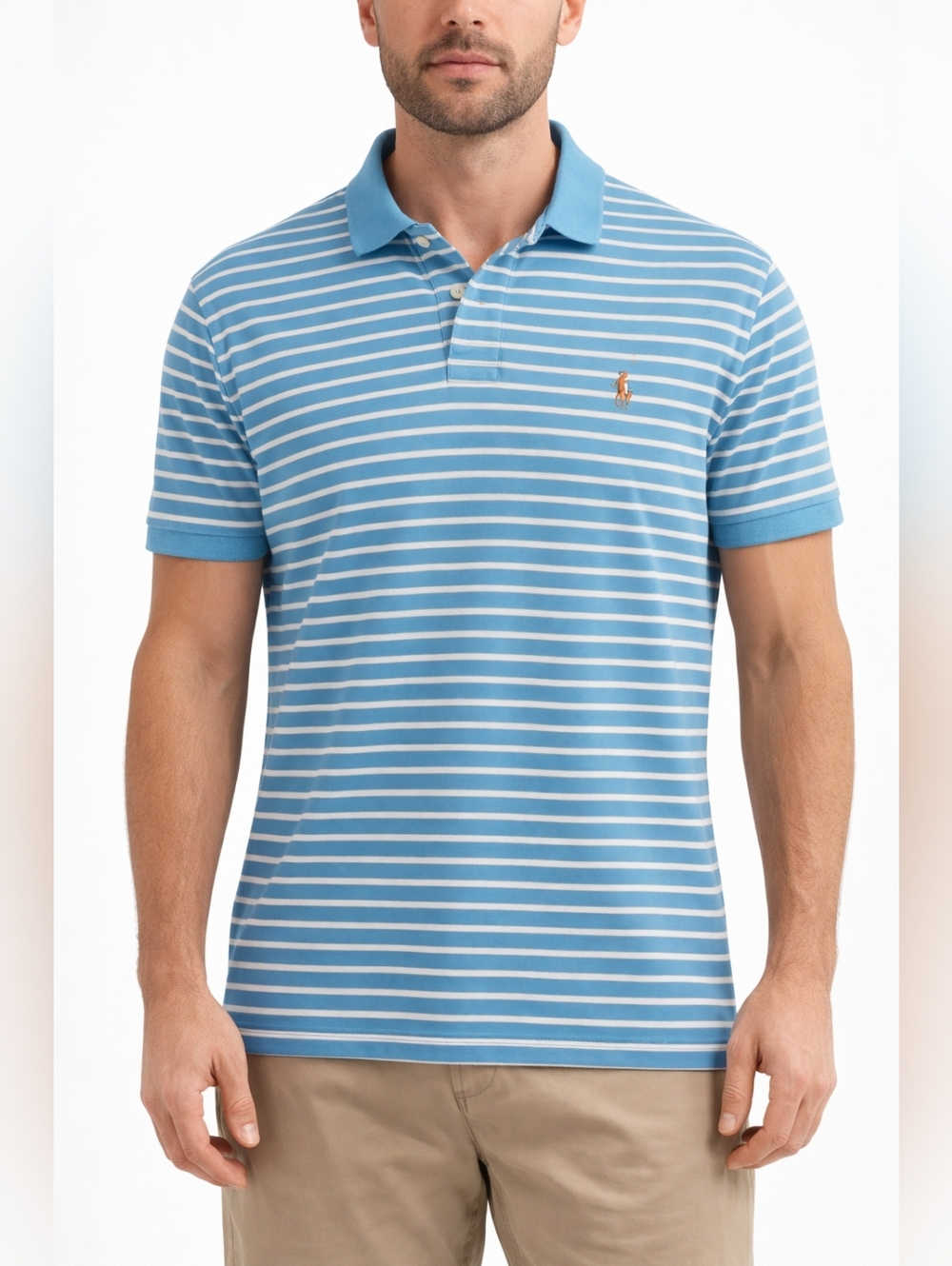 Polo Ralph Lauren Pima Cotton Xl lue White Striped Polo Shirt Classic Fit